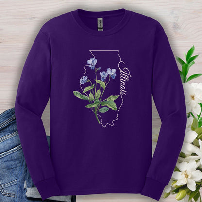Illinois State Flower Long Sleeve Tee — Common Wood Violet