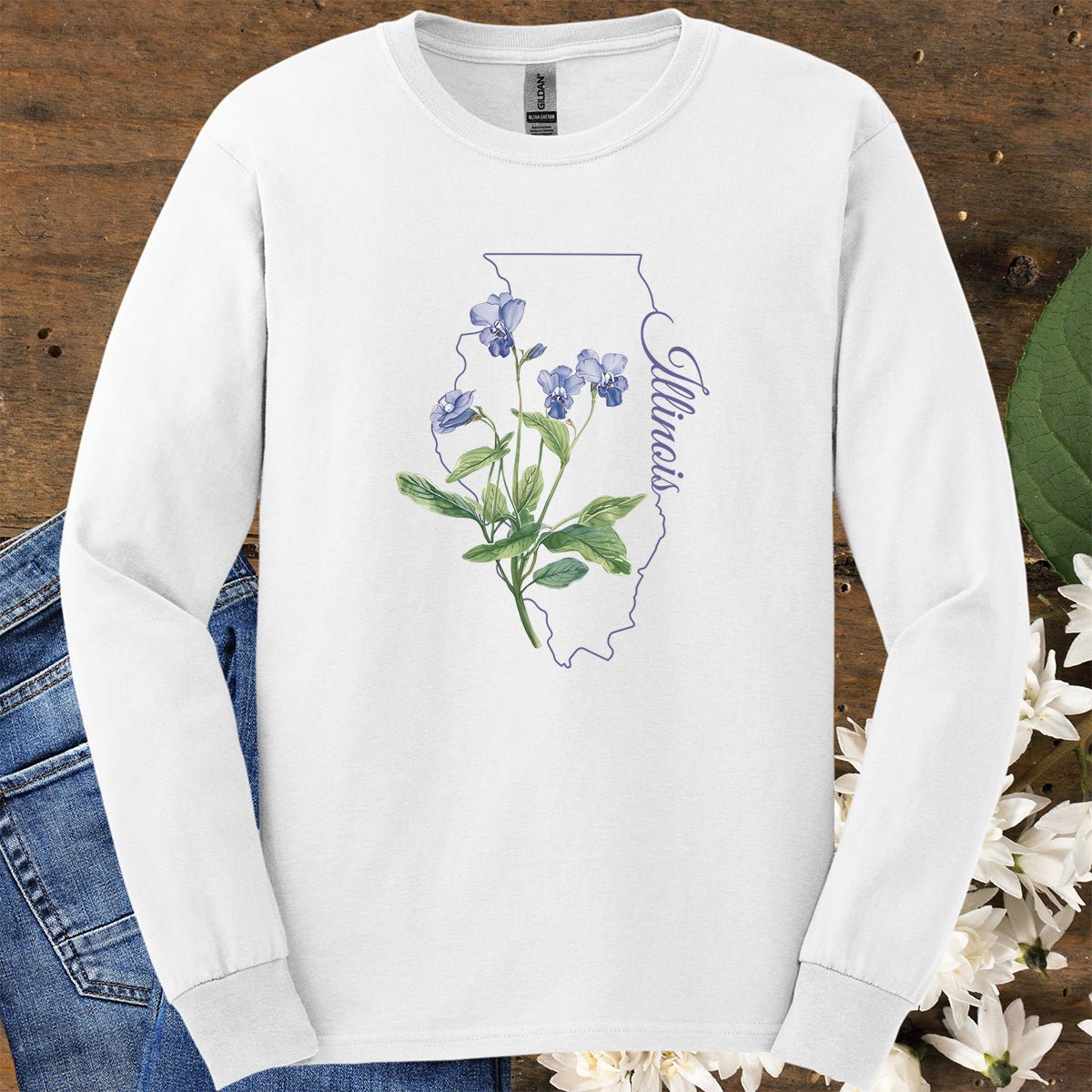 Illinois State Flower Long Sleeve Tee — Common Wood Violet