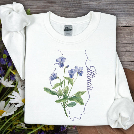 Illinois State Flower Sweatshirt - Common Wood Violet