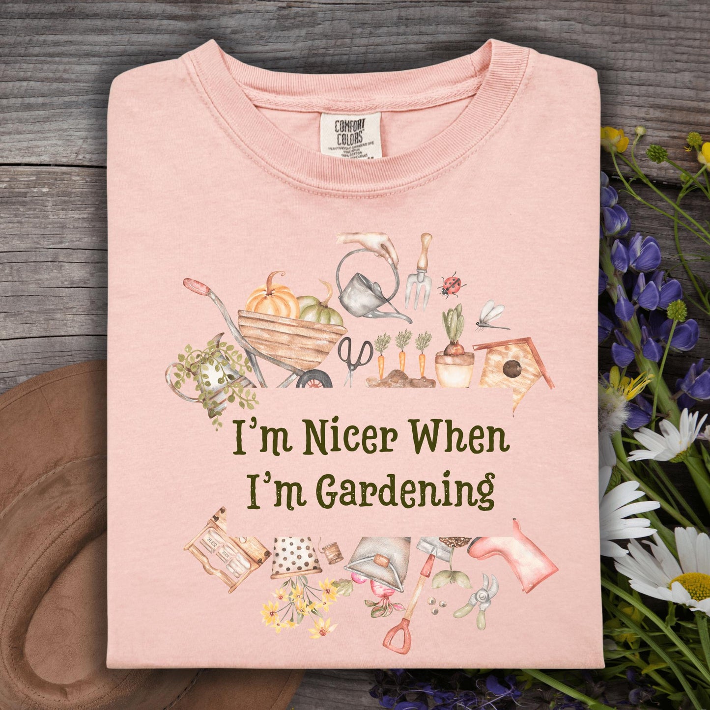 Wild Petal Threads T-Shirt S / peachy I'm Nicer When I'm Gardening T-Shirt