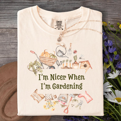 Wild Petal Threads T-Shirt S / ivory I'm Nicer When I'm Gardening T-Shirt