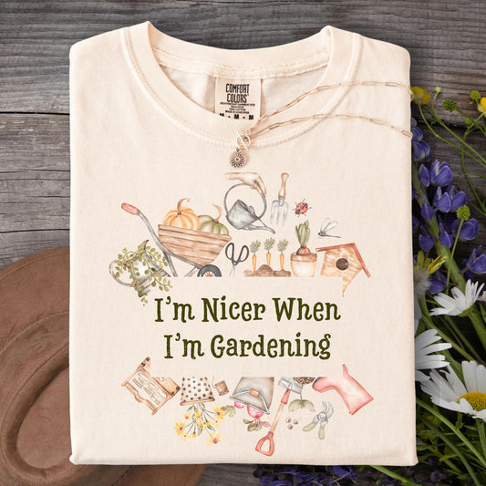 Wild Petal Threads T-Shirt S / ivory I'm Nicer When I'm Gardening T-Shirt