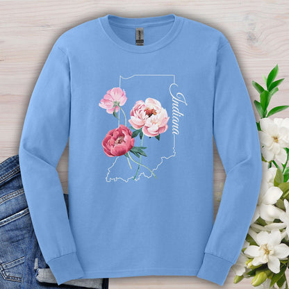 Indiana State Flower Long Sleeve Tee — Peony