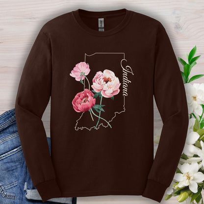 Indiana State Flower Long Sleeve Tee — Peony