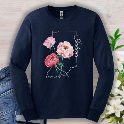 Indiana State Flower Long Sleeve Tee — Peony