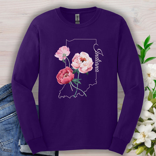 Indiana State Flower Long Sleeve Tee — Peony