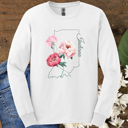 Indiana State Flower Long Sleeve Tee — Peony
