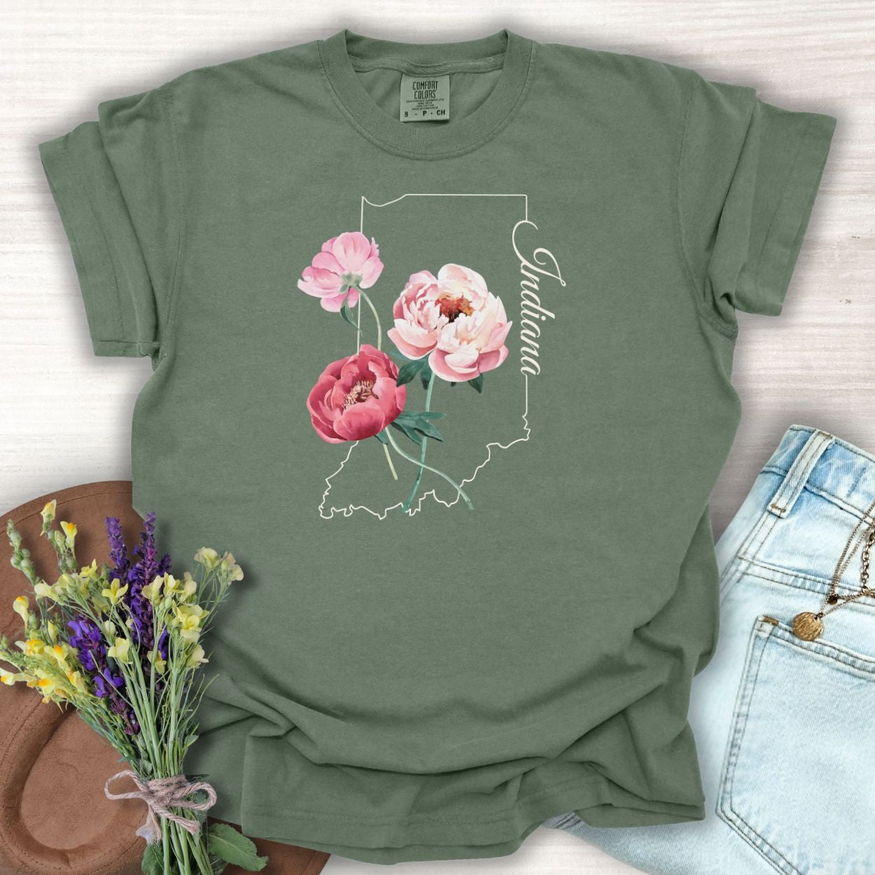 Indiana State Flower T-Shirt — Peony