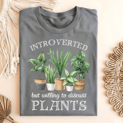 Wild Petal Threads T-Shirt Graphite Heather / S Introverted But Willing to Discuss Plants T-Shirt