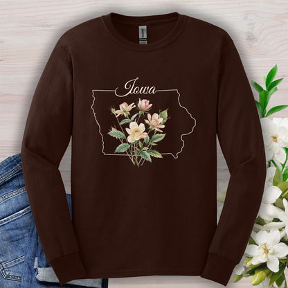 Iowa State Flower Long Sleeve Tee — Wild Prairie Rose