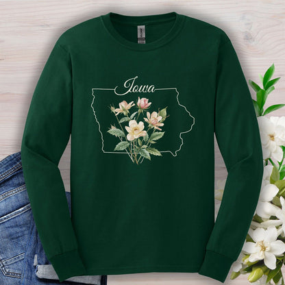 Iowa State Flower Long Sleeve Tee — Wild Prairie Rose