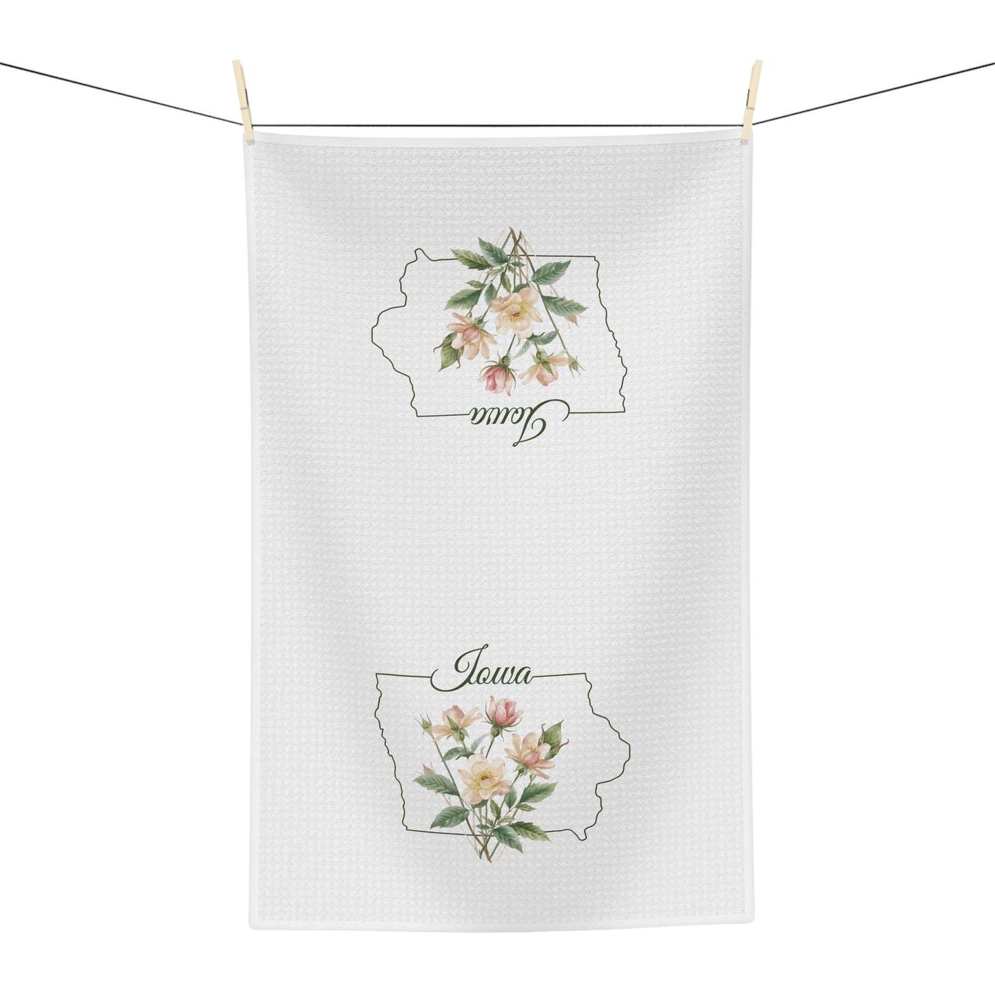 Iowa State Flower Tea Towel - Wild Prairie Rose