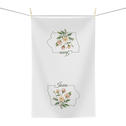 Iowa State Flower Tea Towel - Wild Prairie Rose