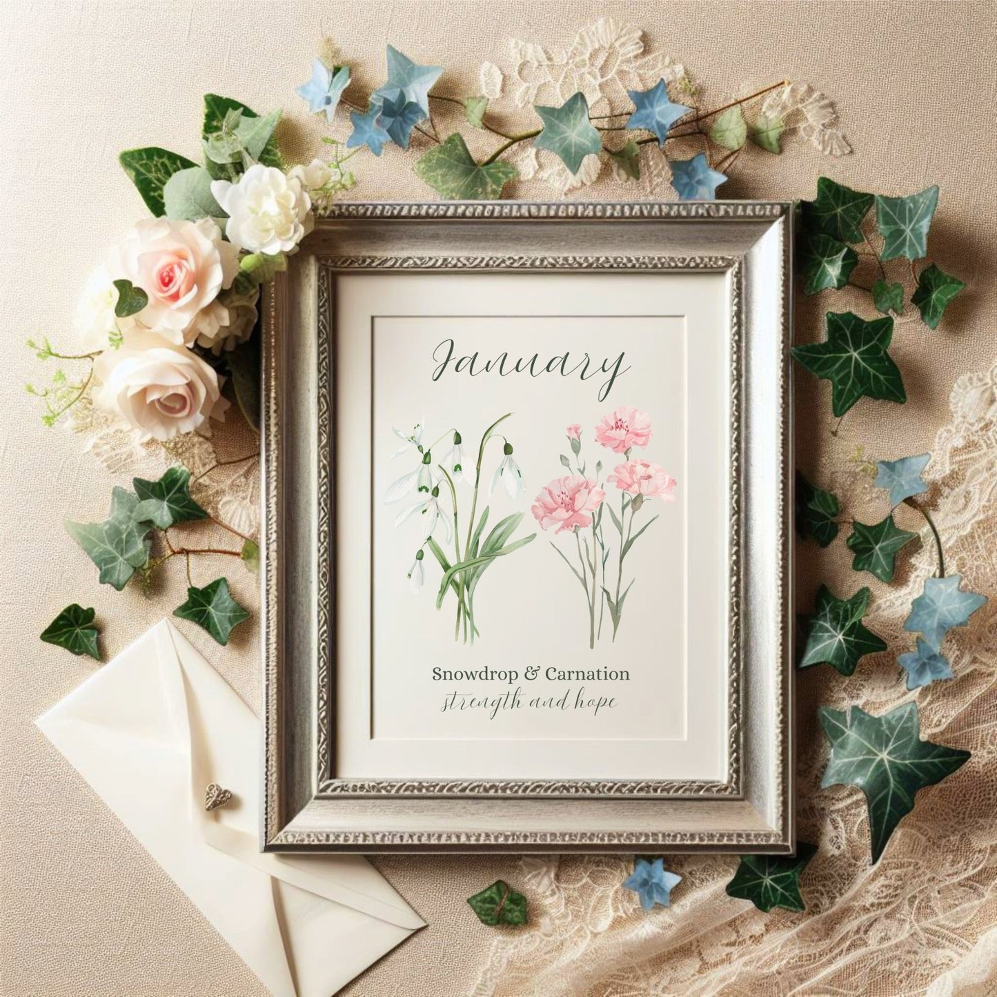 January Birth Month Flower Art Print
