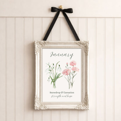 January Birth Month Flower Art Print