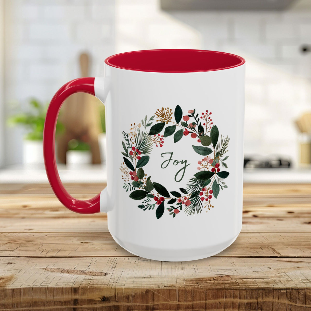 Joy Christmas Wreath Mug (11/15 oz)