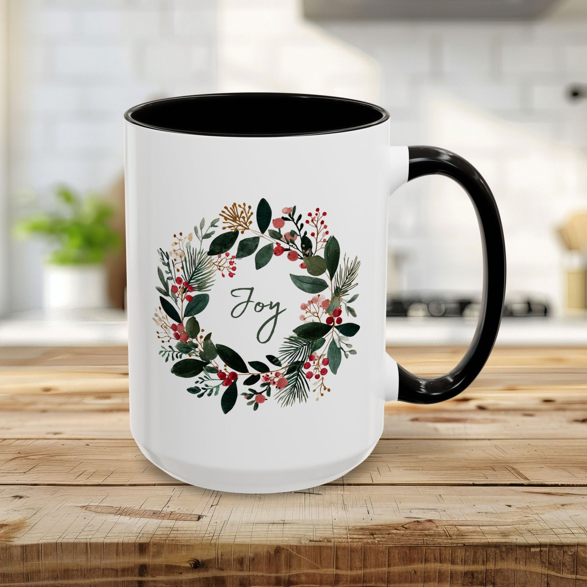 Joy Christmas Wreath Mug (11/15 oz)