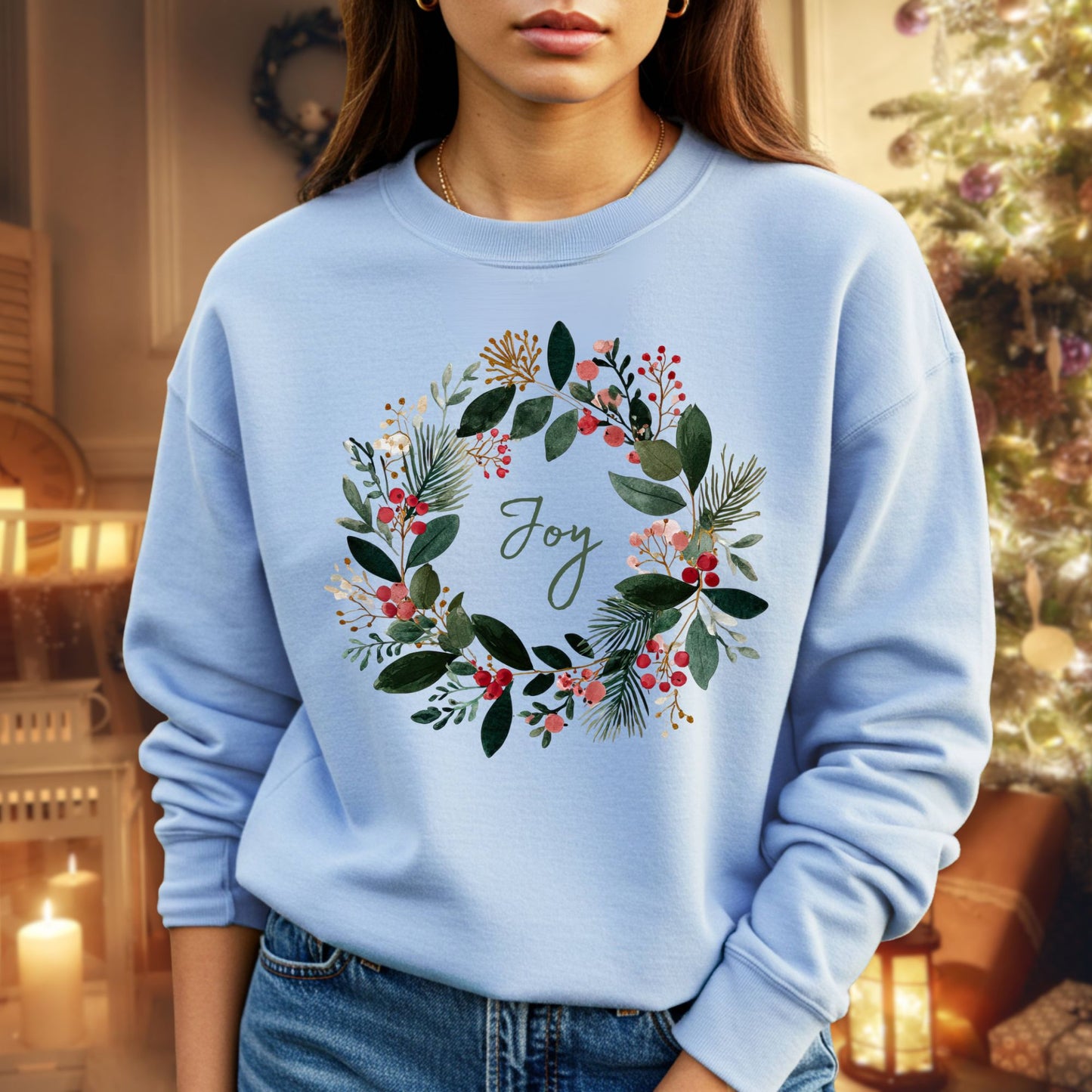 Joy Christmas Wreath Sweatshirt