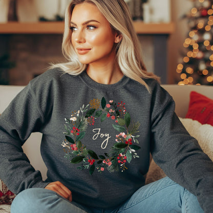 Joy Christmas Wreath Sweatshirt
