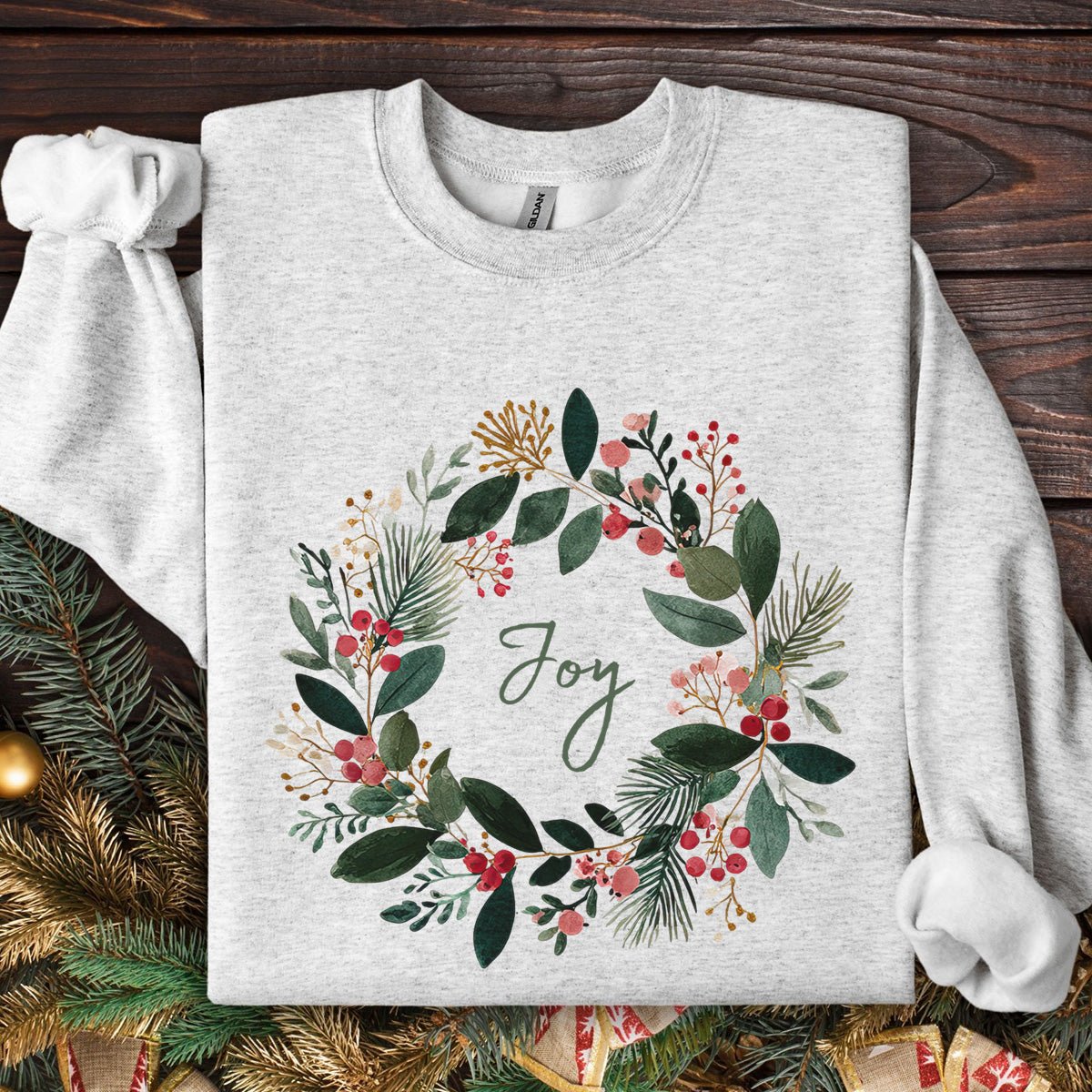 Joy Christmas Wreath Sweatshirt