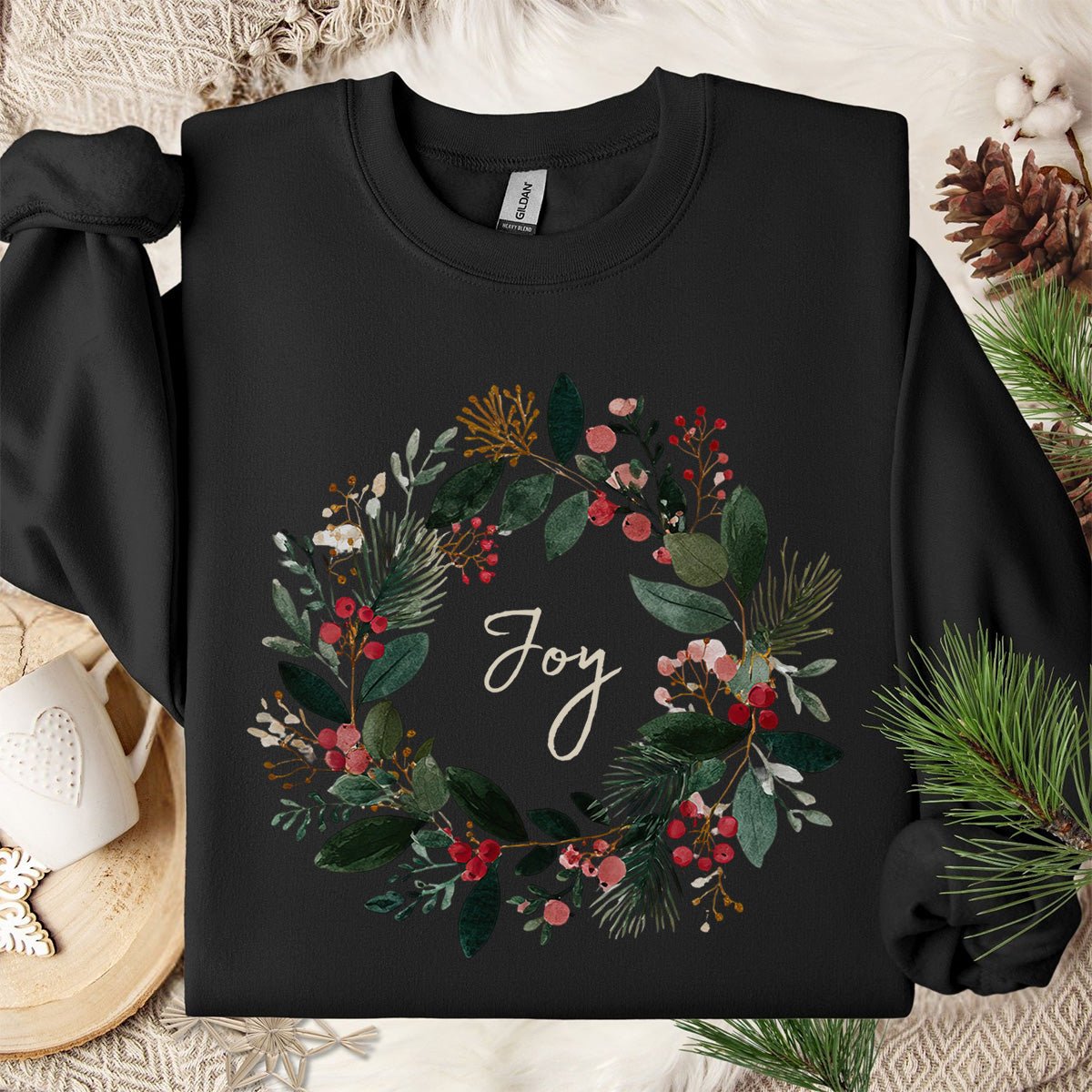 Joy Christmas Wreath Sweatshirt