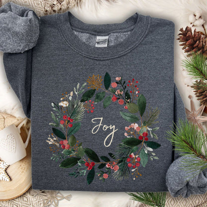 Joy Christmas Wreath Sweatshirt