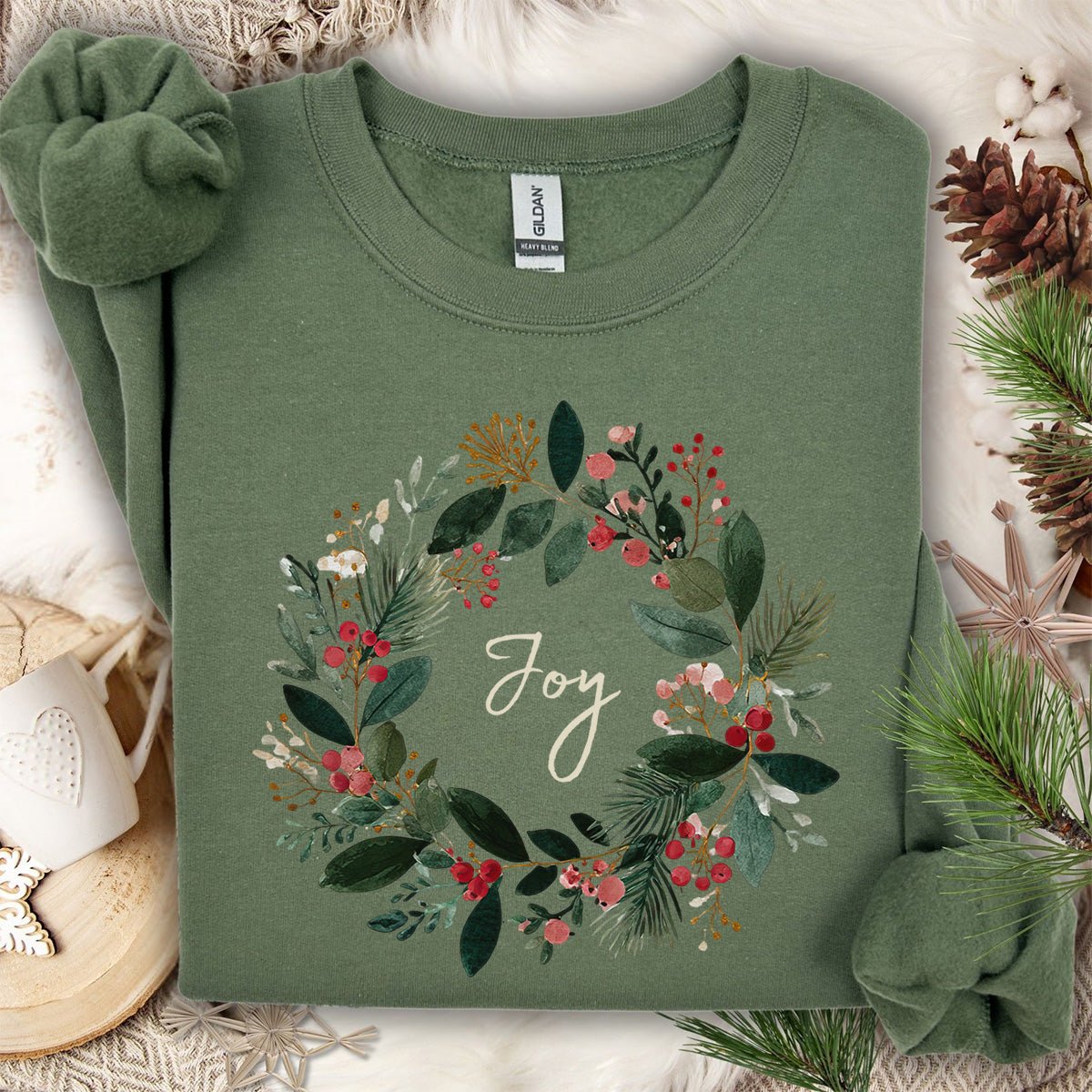 Joy Christmas Wreath Sweatshirt