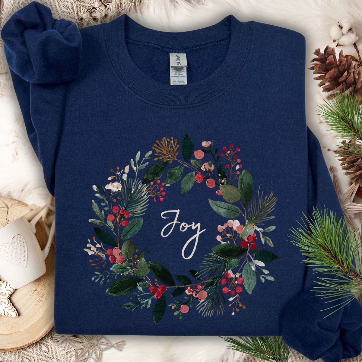 Joy Christmas Wreath Sweatshirt