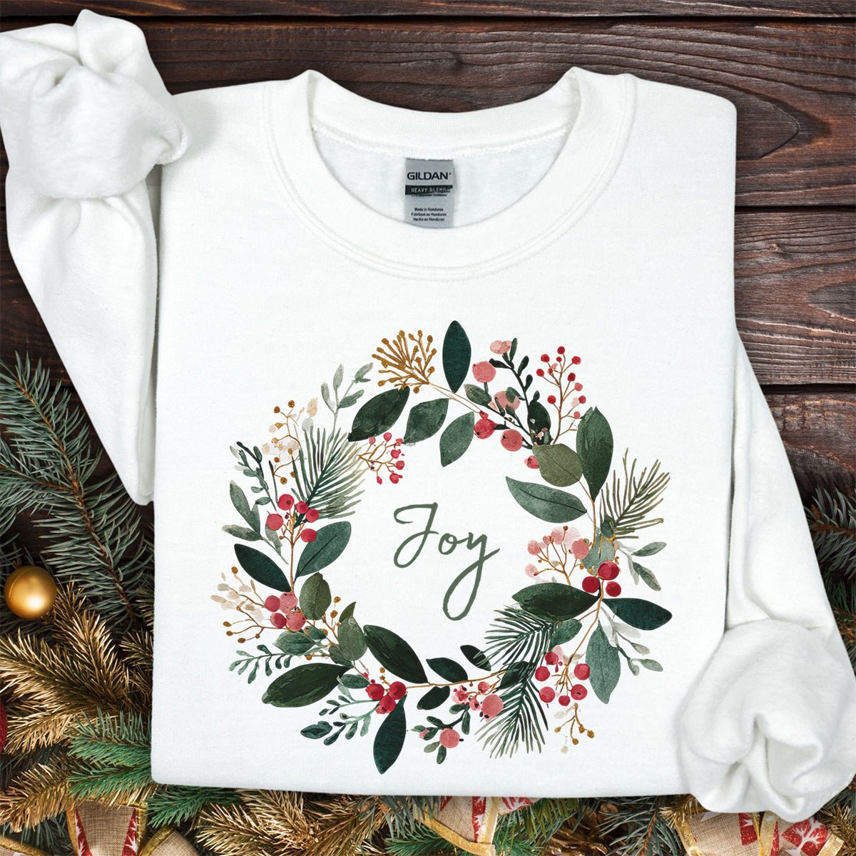 Joy Christmas Wreath Sweatshirt