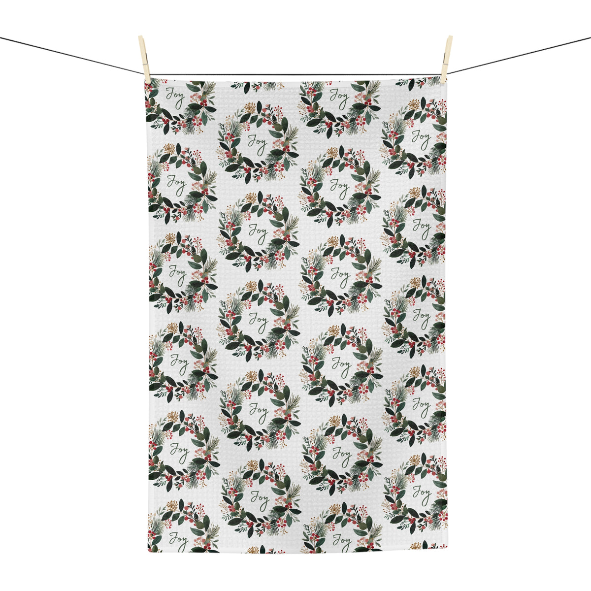 Joy Christmas Wreath Tea Towel