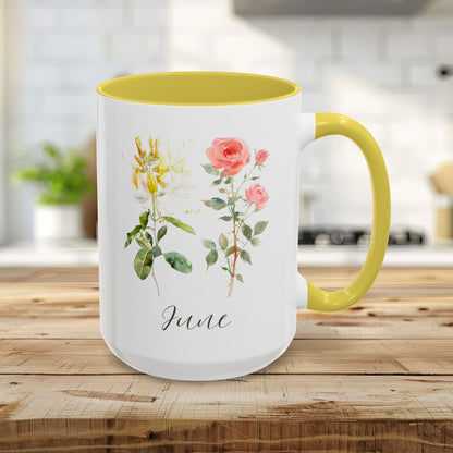 June Birth Month Flower 11 & 15 oz. Mug — Honeysuckle & Rose