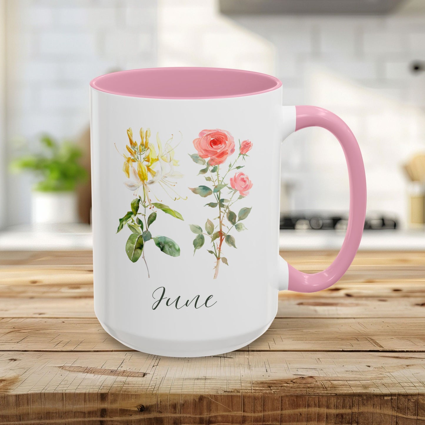 June Birth Month Flower 11 & 15 oz. Mug — Honeysuckle & Rose