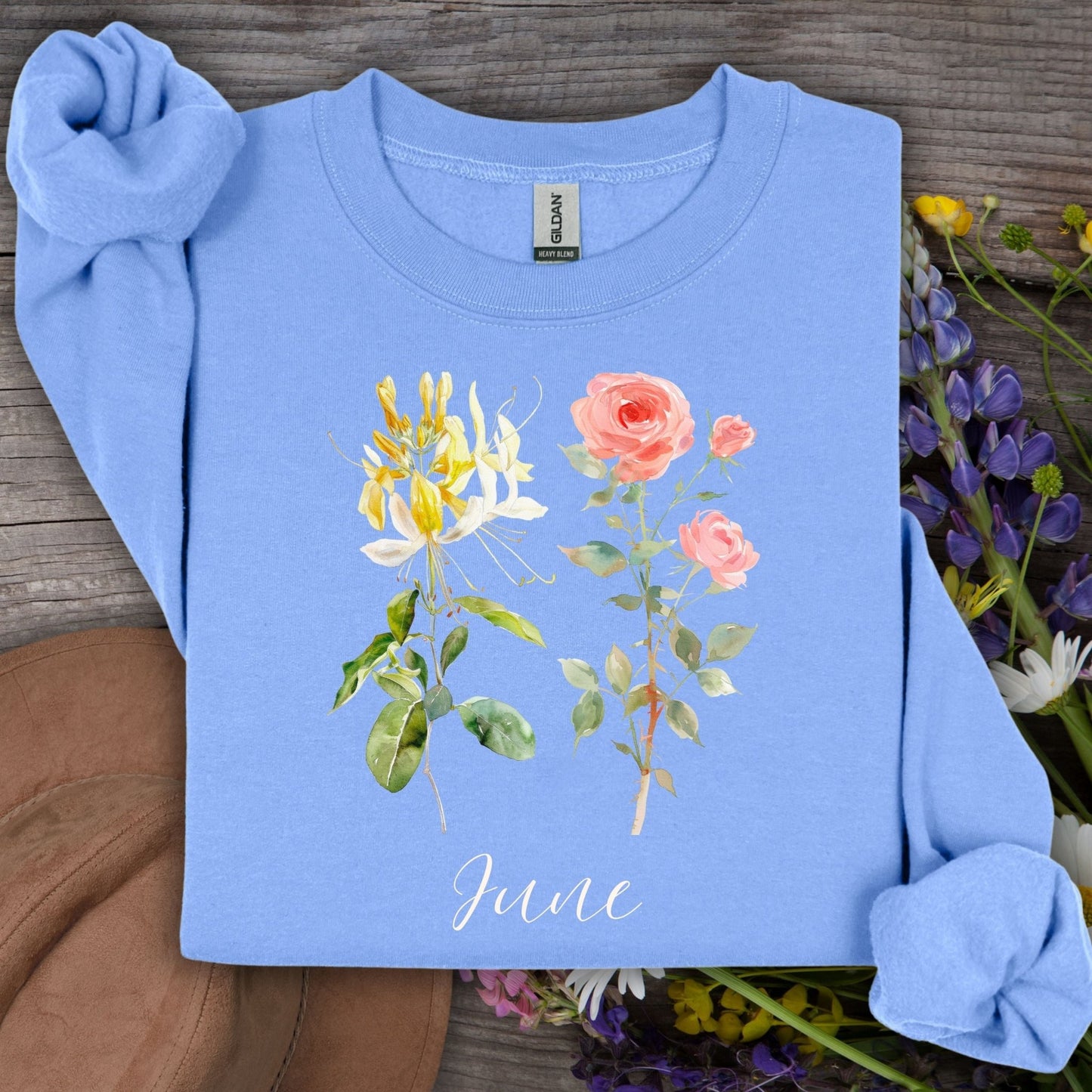 June Birth Month Flower Sweatshirt — Honeysuckle & Rose