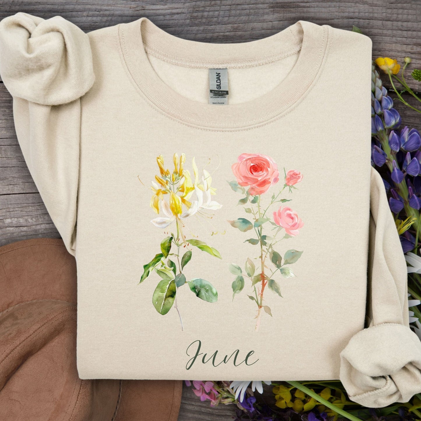 June Birth Month Flower Sweatshirt — Honeysuckle & Rose