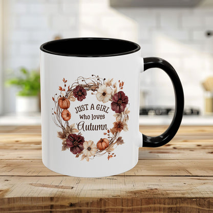 Just a Girl Who Loves Autumn Floral Wreath Mug (11/15oz)