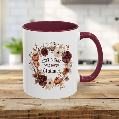 Just a Girl Who Loves Autumn Floral Wreath Mug (11/15oz)