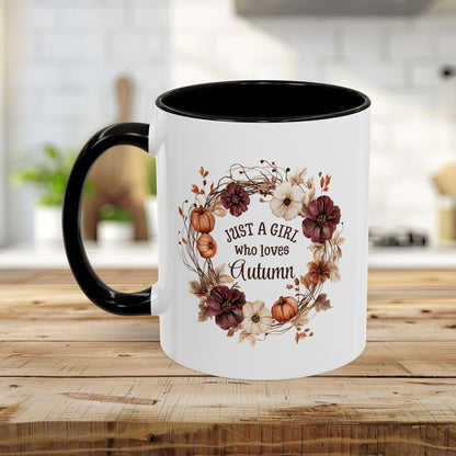 Just a Girl Who Loves Autumn Floral Wreath Mug (11/15oz)