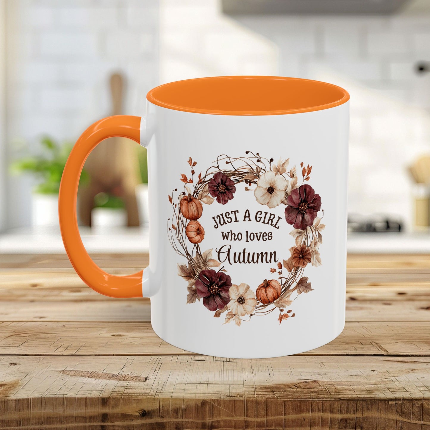 Just a Girl Who Loves Autumn Floral Wreath Mug (11/15oz)