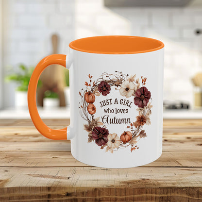 Just a Girl Who Loves Autumn Floral Wreath Mug (11/15oz)