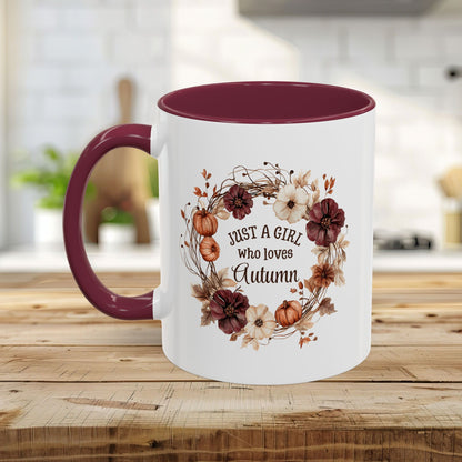 Just a Girl Who Loves Autumn Floral Wreath Mug (11/15oz)