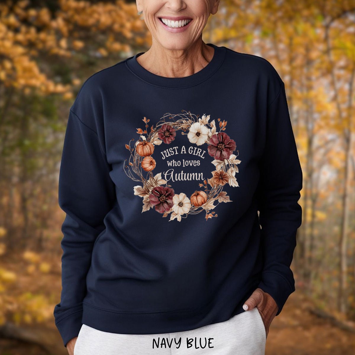 Just a Girl Who Loves Autumn Floral Wreath Sweatshirt