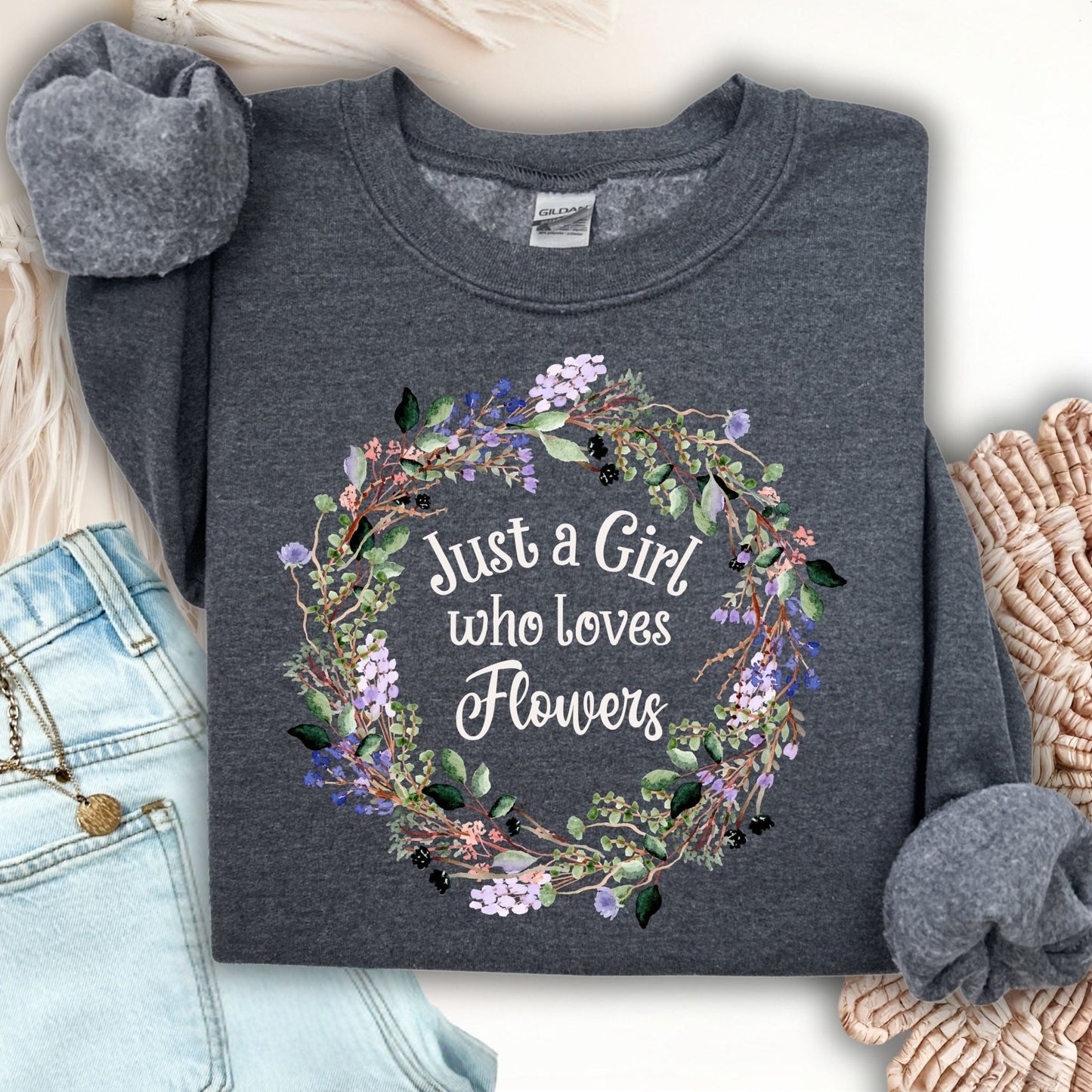 Just a Girl Who Loves Flowers Sweatshirt