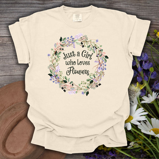 Just a Girl Who Loves Flowers Wreath T-Shirt