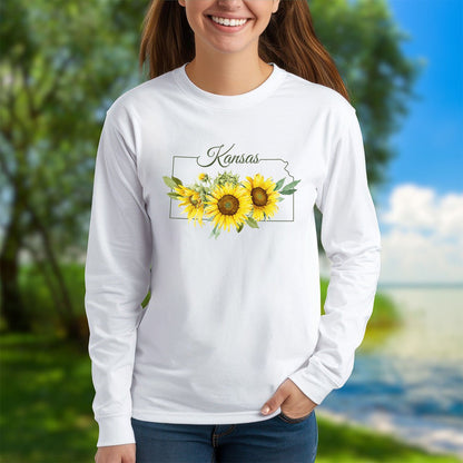 Kansas State Flower Long Sleeve Tee — Wild Native Sunflower