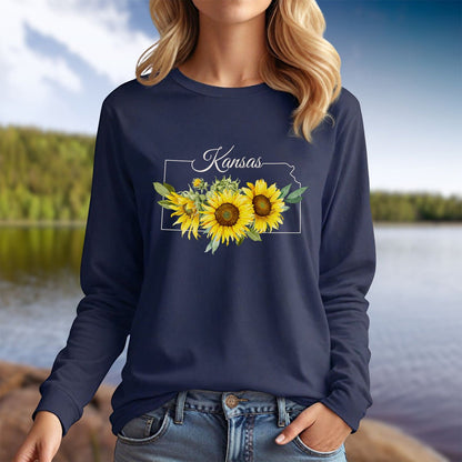 Kansas State Flower Long Sleeve Tee — Wild Native Sunflower