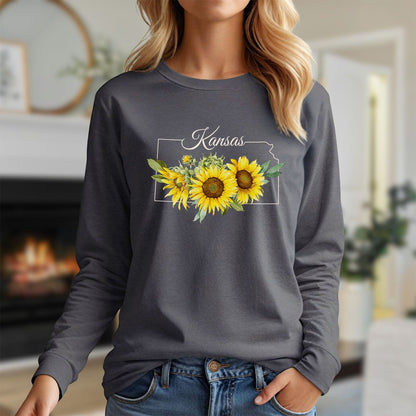 Kansas State Flower Long Sleeve Tee — Wild Native Sunflower