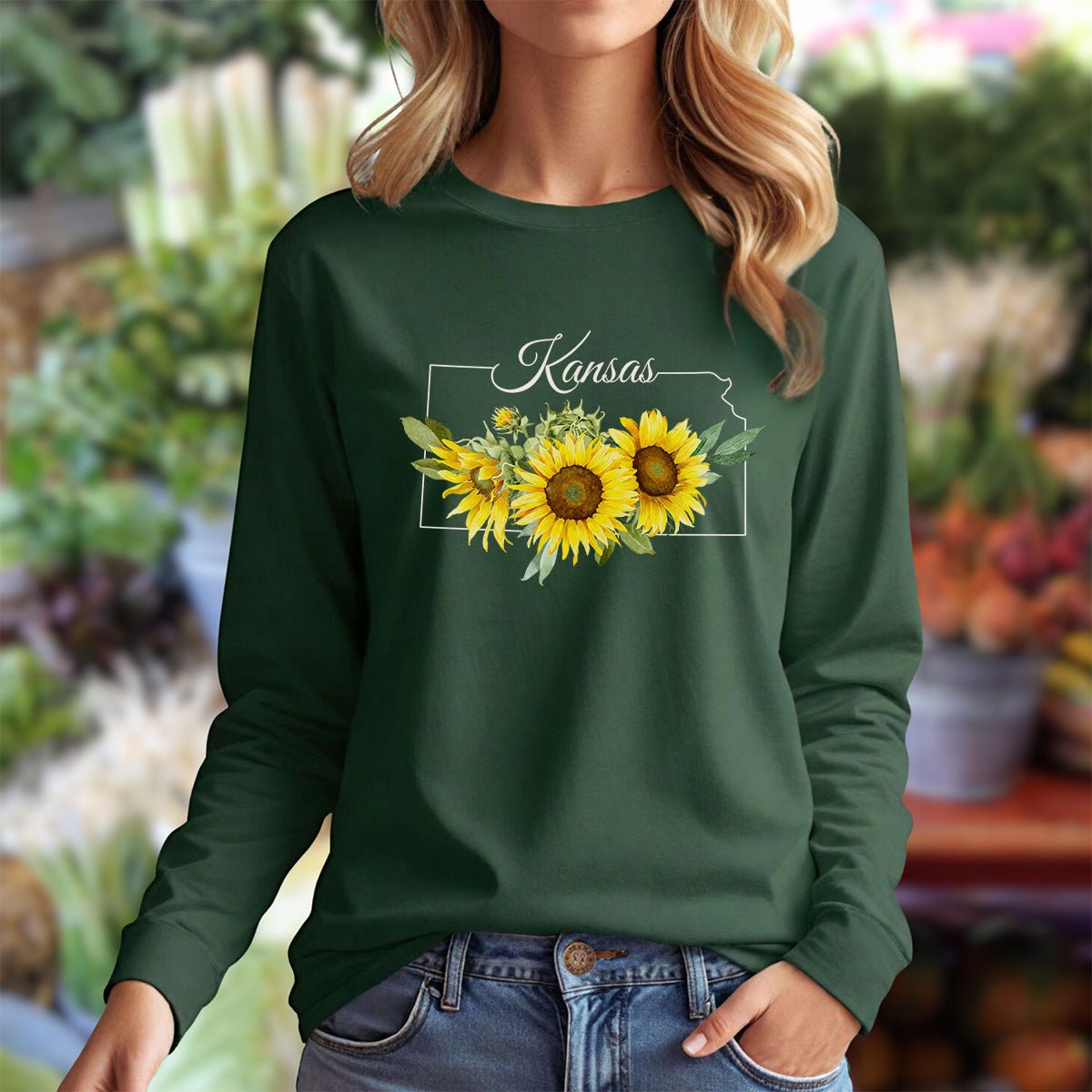 Kansas State Flower Long Sleeve Tee — Wild Native Sunflower