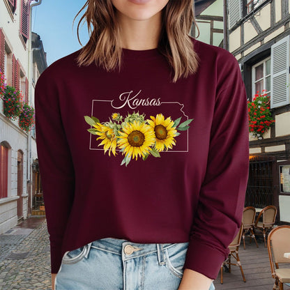Kansas State Flower Long Sleeve Tee — Wild Native Sunflower