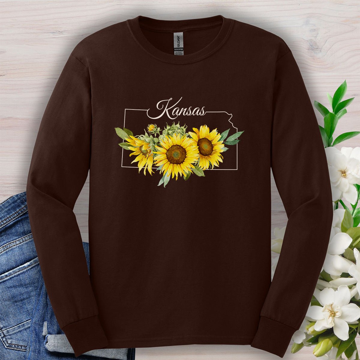Kansas State Flower Long Sleeve Tee — Wild Native Sunflower
