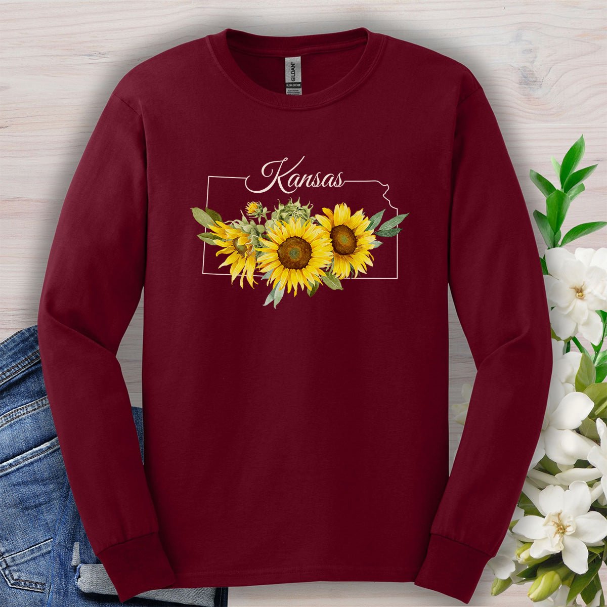 Kansas State Flower Long Sleeve Tee — Wild Native Sunflower